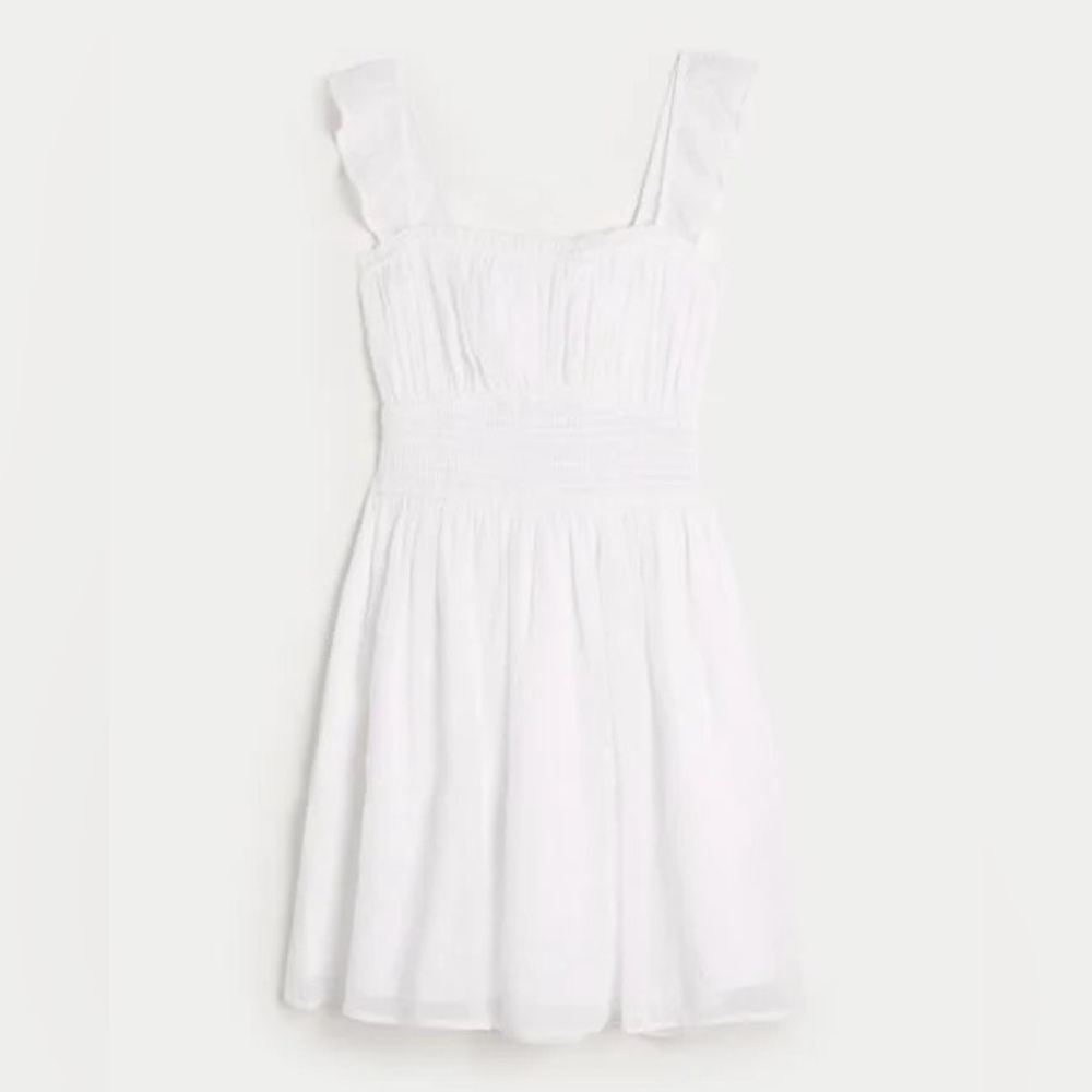 Hollister White Mini Dress with Ruffled Straps